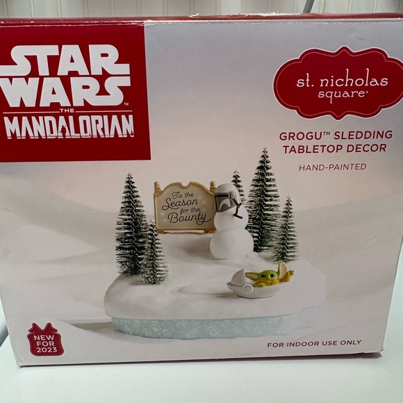 NIB Star Wars The Mandalorian Grogu Sledding Tabletop Decor 2023 Series - Picture 1 of 6